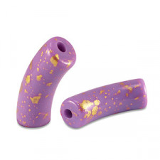 Acrylic Tube bead 34x11mm shiny Purple-gold